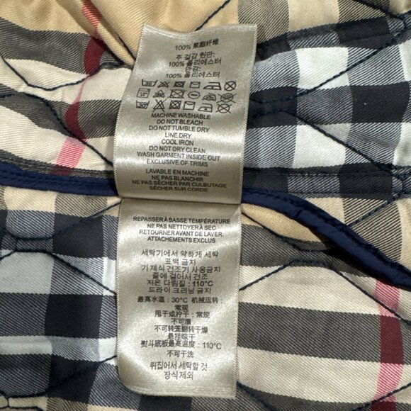 Men’s Burberry Jacket Medium Blue Quilted Nova Check Coat Elbow Patches - Picture 9 of 14